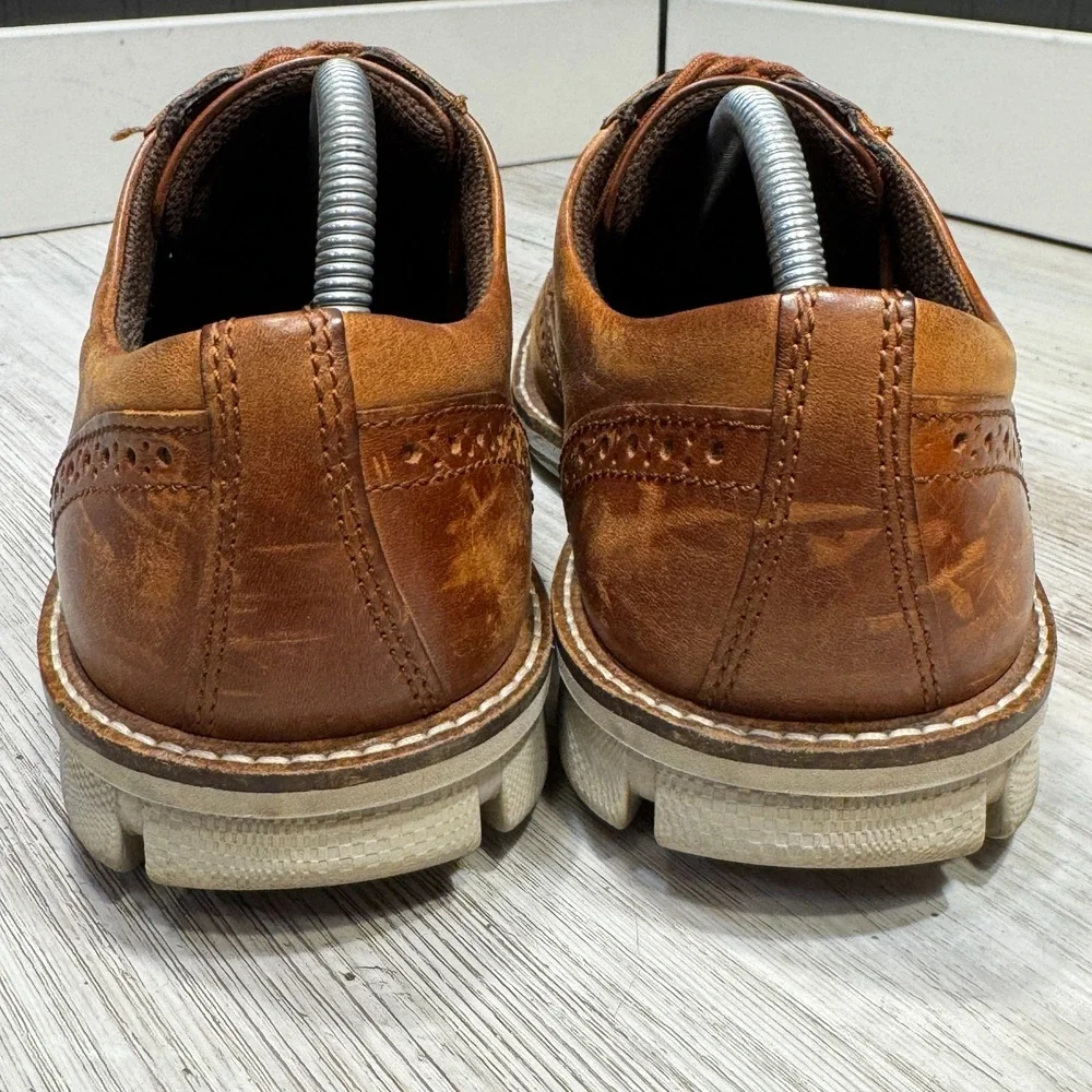 Ecco Wingtop Oxford Leather Shoes Mens Sz 10 Light Brown 60267401053